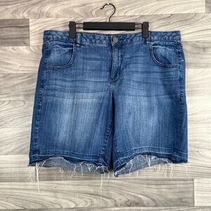 Lane Bryant Bermuda Shorts Women's Size‎ 18 Blue Denim Cotton High-Rise Raw Hem